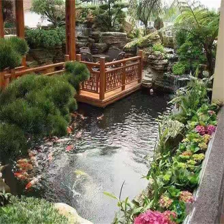 石峰别墅庭院景观设计鱼池